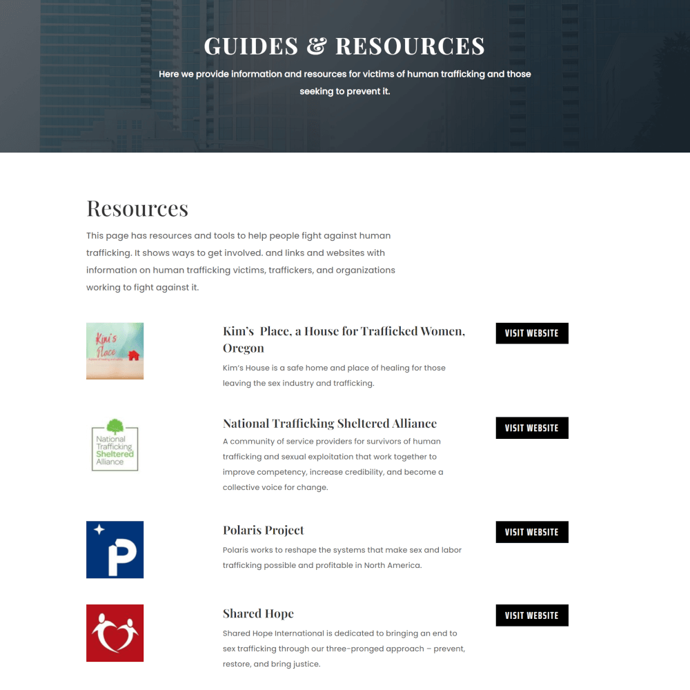 Business Against Trafficking SEO and Web Design Portfolio